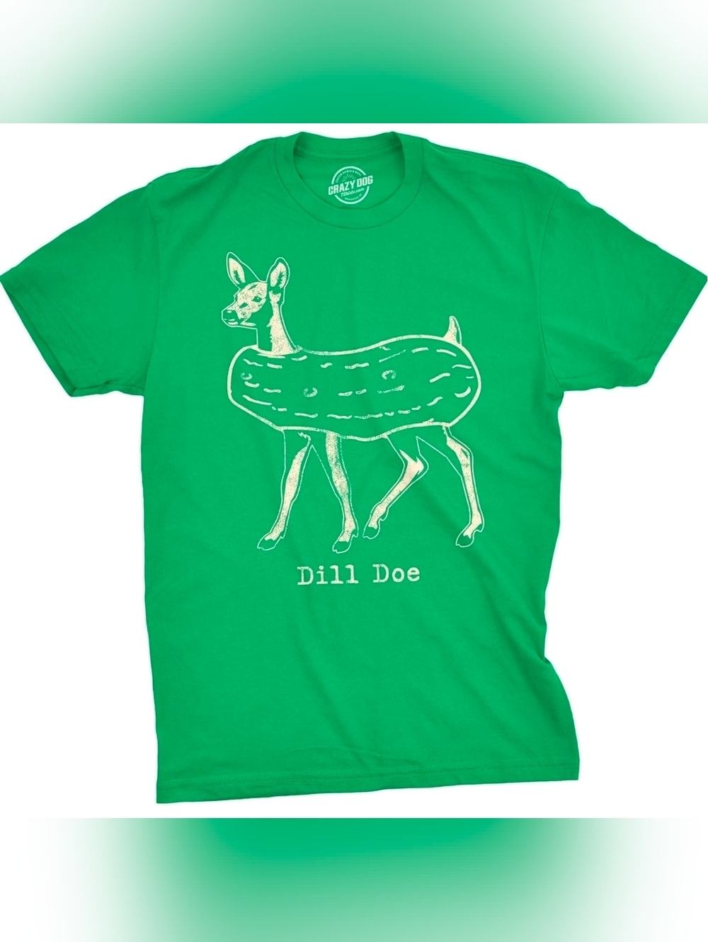 Graphic Men's Green T-shirt In Size Large. " Dill Doe ", New